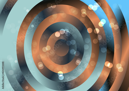 Blue and Brown Gradient Concentric Circles Background