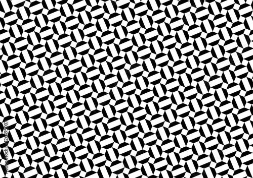 Patrón de trapecios negros formando hexágonos con huecos interiores blancos ordenados alternadamente