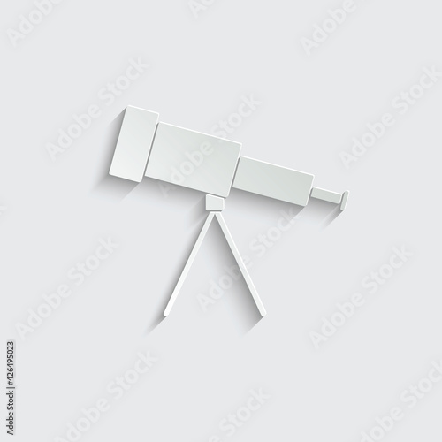 paper telescope icon vector. astronomy sign