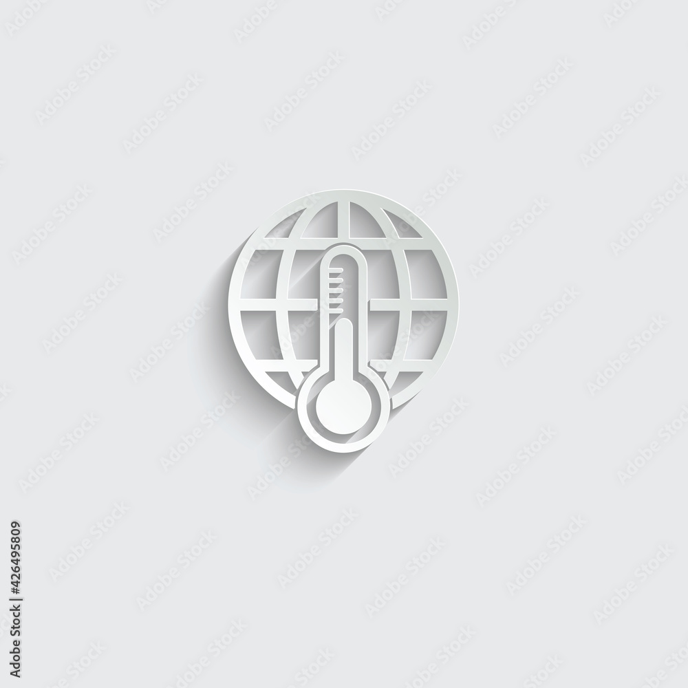 paper Globe icon Global temperature - black vector icon with shadow paper Globe icon Global temperature - black vector icon with shadow