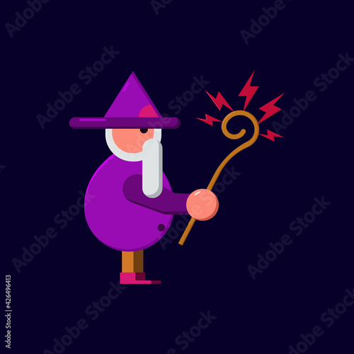 Wizard use some magic power character Icon, Logo, and illustration