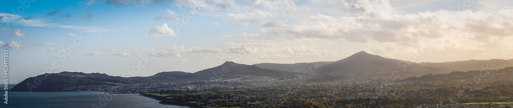 Obraz premium Panoramic view of Wicklow mountains and south county Dublin
