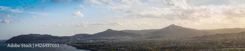 Panoramic view of Wicklow mountains and south county Dublin