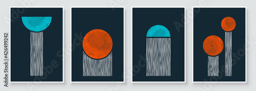 Abstract Organic Wall Art. Mid Century Modern Design. A trendy set of Abstract Hand Painted Illustrations for Wall Decoration, Social Media Banner, Brochure Cover Design. Minimal and Natural Wall Art.