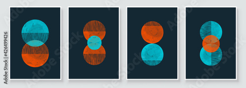 Abstract Organic Wall Art. Mid Century Modern Design. A trendy set of Abstract Hand Painted Illustrations for Wall Decoration, Social Media Banner, Brochure Cover Design. Minimal and Natural Wall Art.