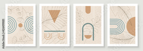 Abstract Organic Wall Art. Mid Century Modern Design. A trendy set of Abstract Hand Painted Illustrations for Wall Decoration, Social Media Banner, Brochure Cover Design. Minimal and Natural Wall Art.