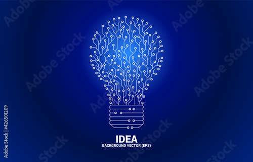 Vector light bulb from dot connect line circuit board. Concept of business plan and creative idea.