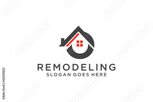 Letter O for Real Estate Remodeling Logo. Construction Architecture Building Logo Design Template Element.