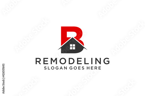 Letter B for Real Estate Remodeling Logo. Construction Architecture Building Logo Design Template Element.