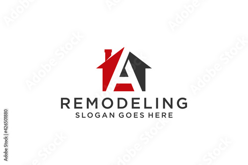 Letter A for Real Estate Remodeling Logo. Construction Architecture Building Logo Design Template Element.