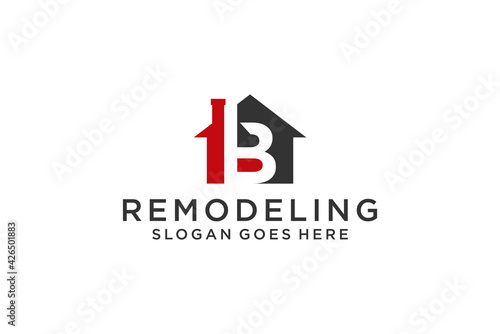 Letter B for Real Estate Remodeling Logo. Construction Architecture Building Logo Design Template Element.