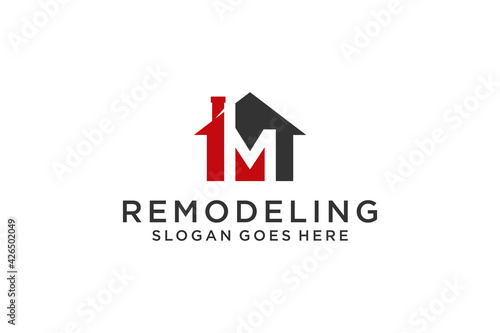 Letter M for Real Estate Remodeling Logo. Construction Architecture Building Logo Design Template Element.