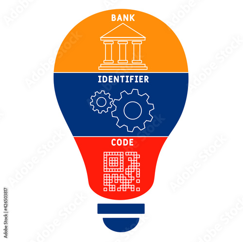 BIC - Bank Identifier Code acronym. business concept background.  vector illustration concept with keywords and icons. lettering illustration with icons for web banner, flyer, landing page