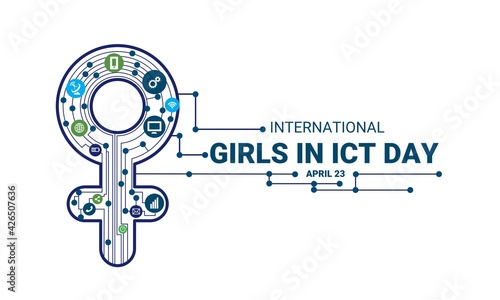 Vector illustration, International Girls on ICT Day.