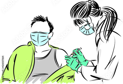 vaccination concept nurse with patient vector illustration