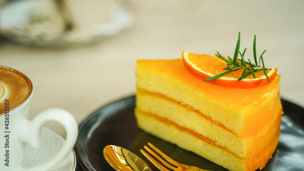 slice of cake with tea