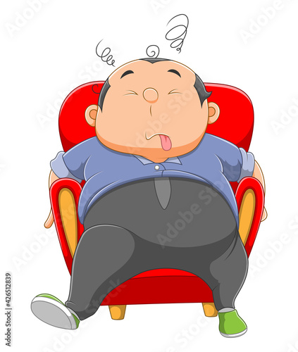 The employee with the headache is sleeping on the chair