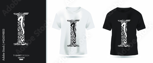 Creative (I) Letter contain Random Arabic Letters Without specific meaning in English ,t-shirt design, Vector illustration.
