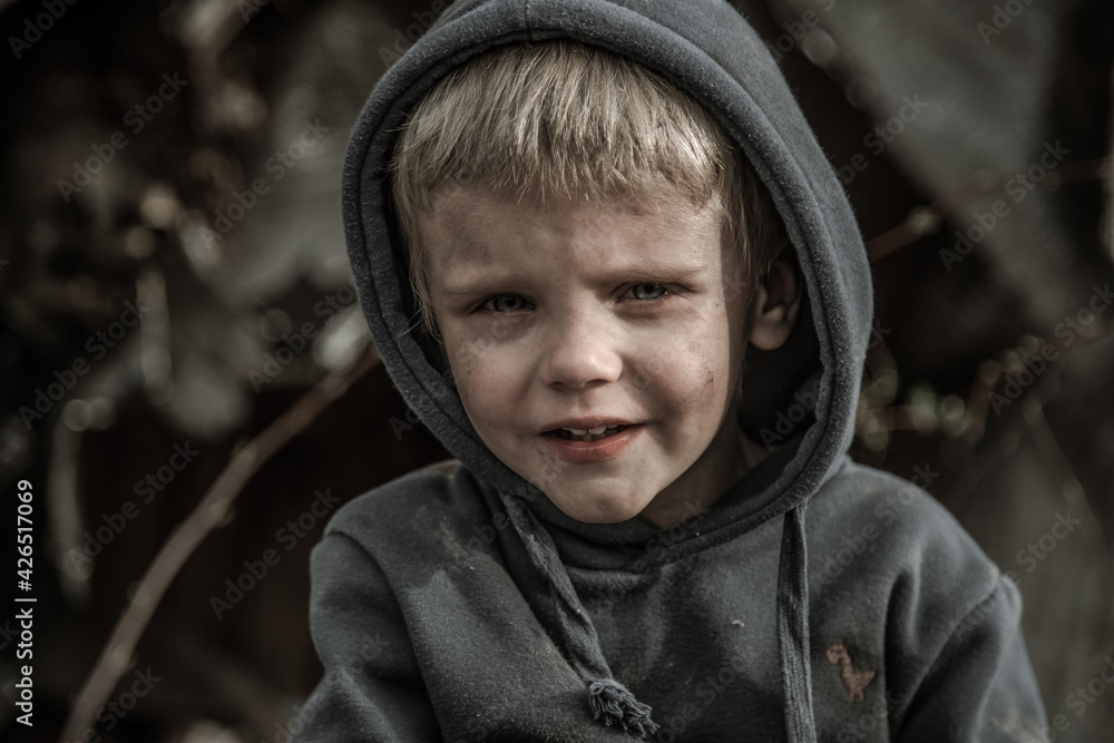 A child is crying in the ruins A child is crying in the ruins