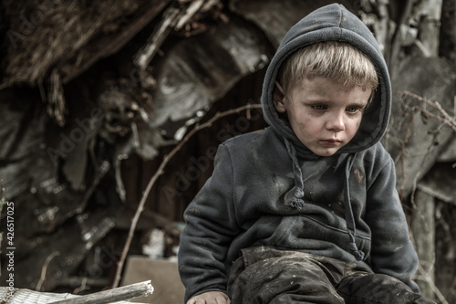 A child is crying in the ruins