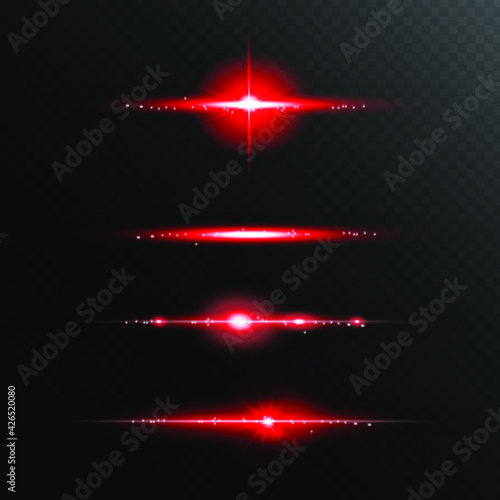 Set of red Light effects, spotlights, flash, stars and particles for your design. Eps 10 vector illustration. © FieldN