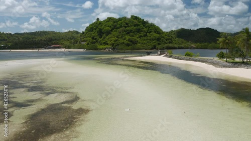 Aerial showing old broken bridge at Doot Beach nearby General Luna, Siargao Island, Philippines. photo