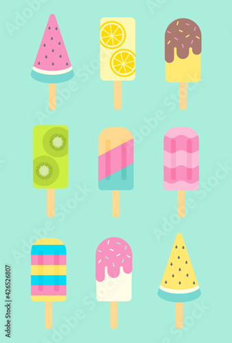 vector background with popsicles for banners, cards, flyers, social media wallpapers, etc.
