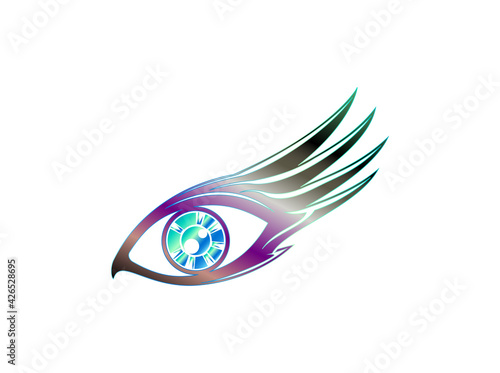 vision logo design vector isolated, long eyelashes and blue eyes