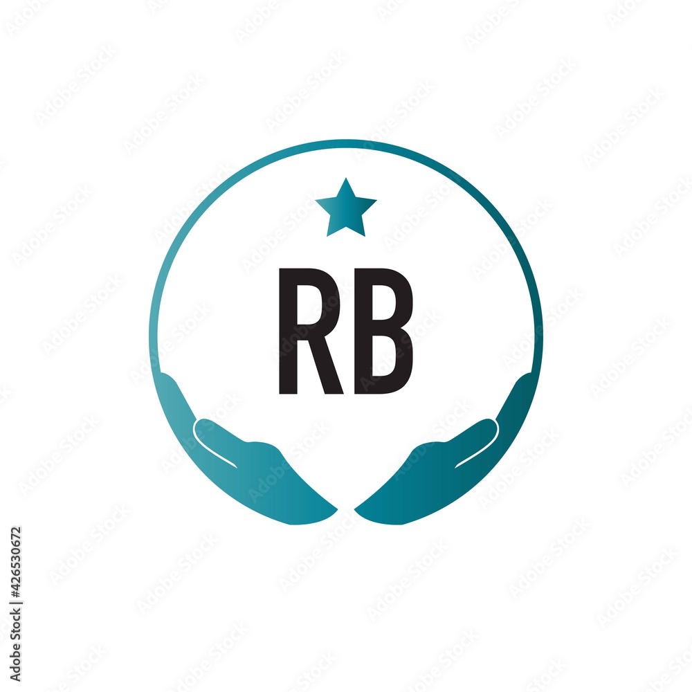 Initial Letter RB Hand Care Logo Design Template. Creative Health and ...
