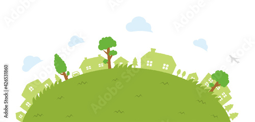 Semicircular lawn landscape background vector illustration