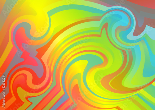 Red Yellow and Blue Fluid Gradient Curved Ripple Lines Background Vector Eps