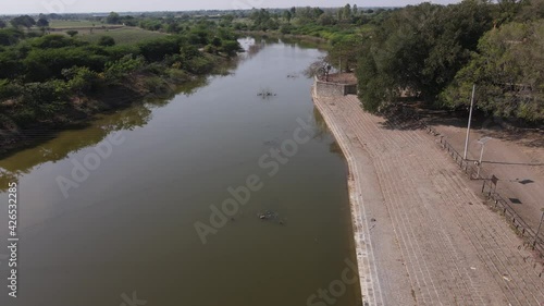 ter river near goroba kaka temple osmanabad ter India Mumbai Maharashtra drone shot  orbital shot photo