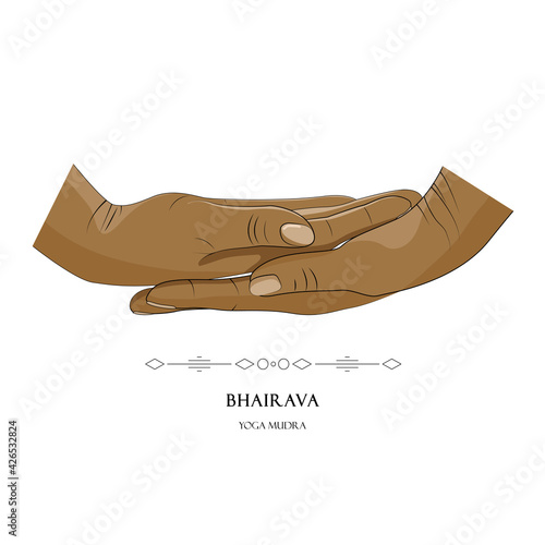 Hand in Bhairava yoga mudra isolated on a white background. Yogic hand gesture.Vector illustration