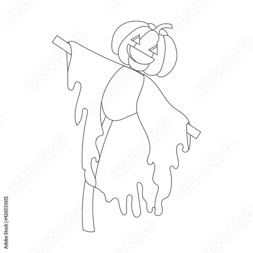 Isolated scarecrow on white.