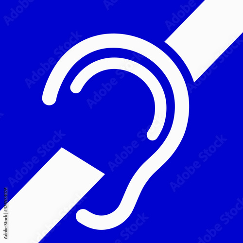 Hard of hearing. No hear icon. Deafness symbol. Deaf icon. Vector.