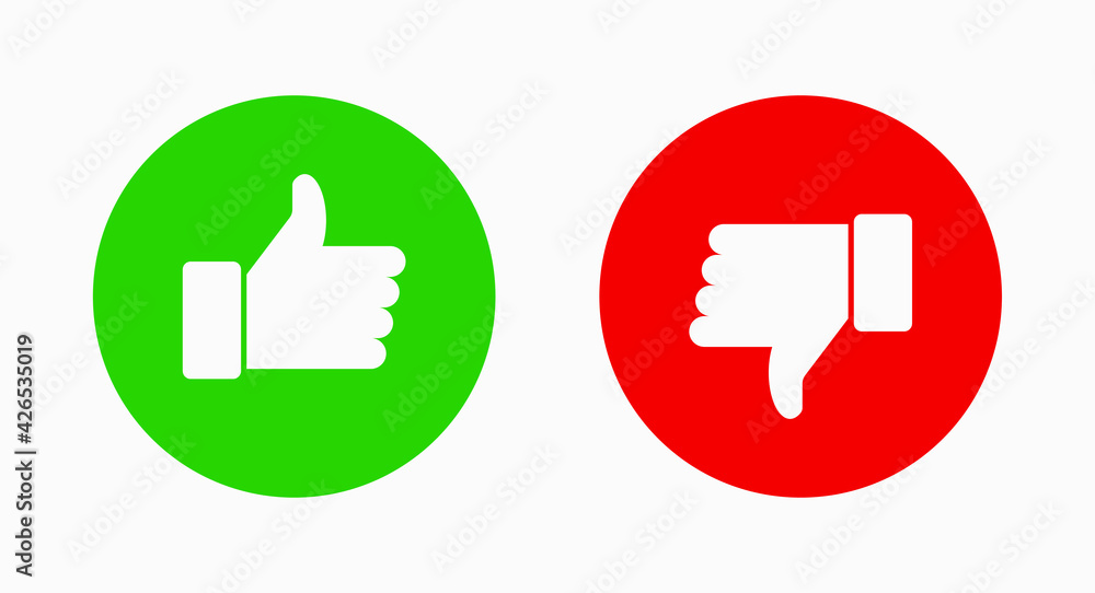 Like and dislike vector flat icons. Thumbs up and thumbs down symbol. Like and dislike vector flat icons. Thumbs up and thumbs down symbol.