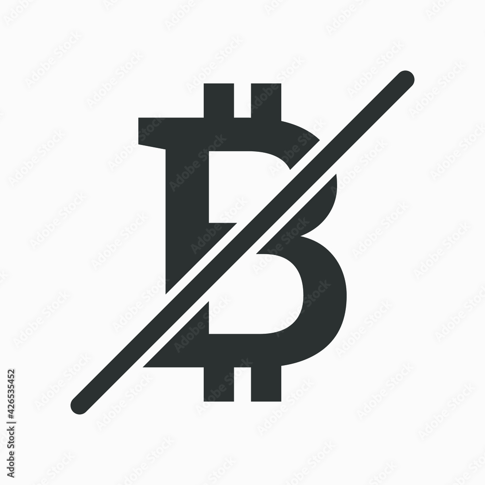 Crossed bitcoin symbol. Cryptocurrency banned vector icon. Crossed bitcoin symbol. Cryptocurrency banned vector icon.