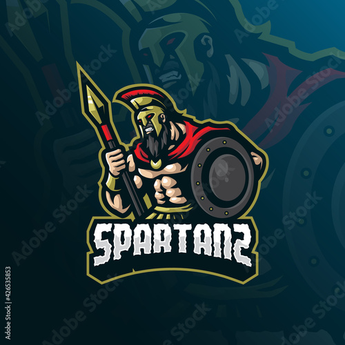 Spartan mascot logo design vector with modern illustration concept style for badge, emblem and tshirt printing. Angry spartan illustration for sport team.