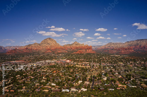 A high definition aerial view of Sedona Arizona