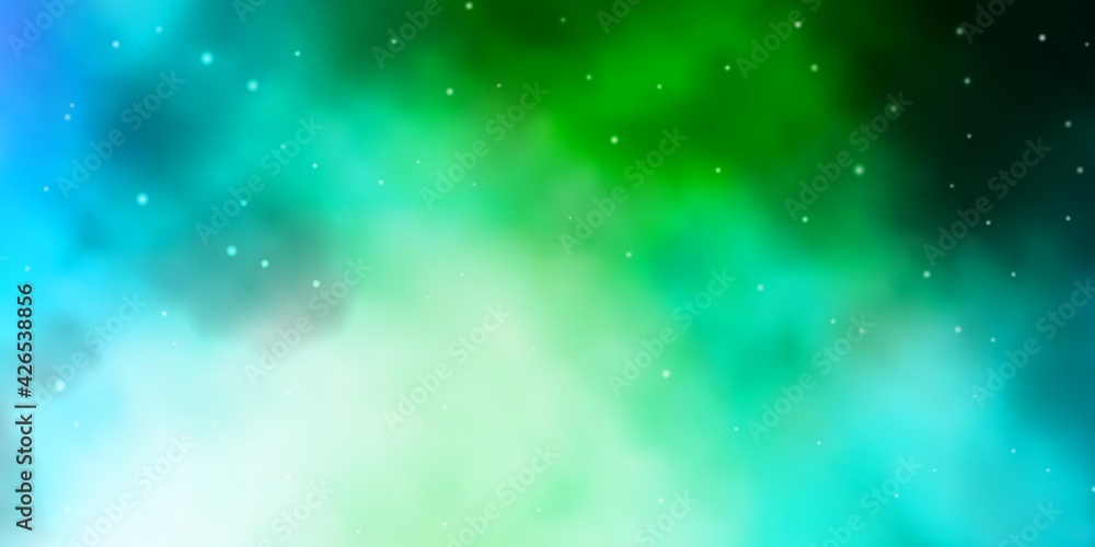 Fototapeta premium Light Blue, Green vector texture with beautiful stars.