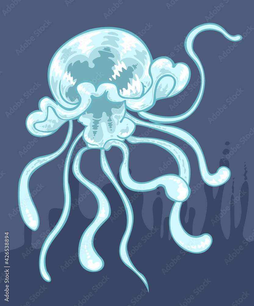 Jellyfish underwater. vector and illustration. Isolation Jellyfish underwater. vector and illustration. Isolation