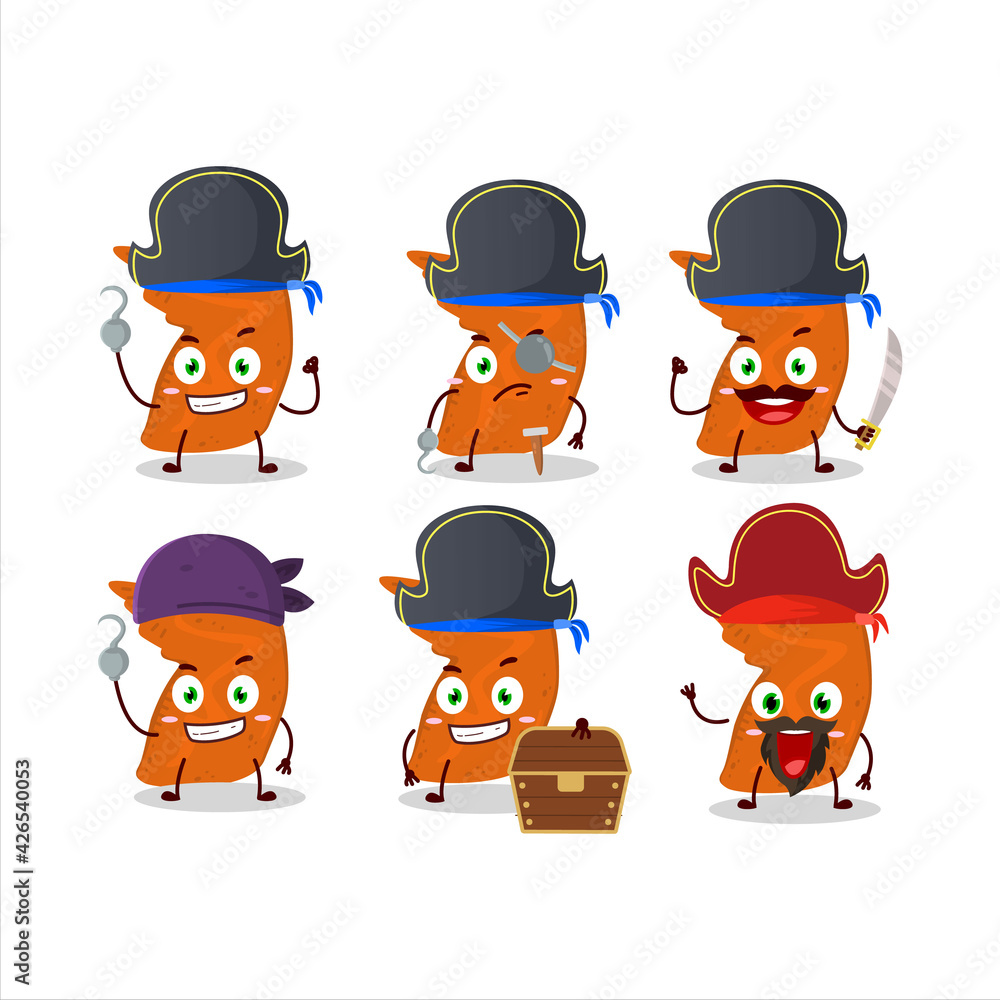 Cartoon character of chicken wings with various pirates emoticons