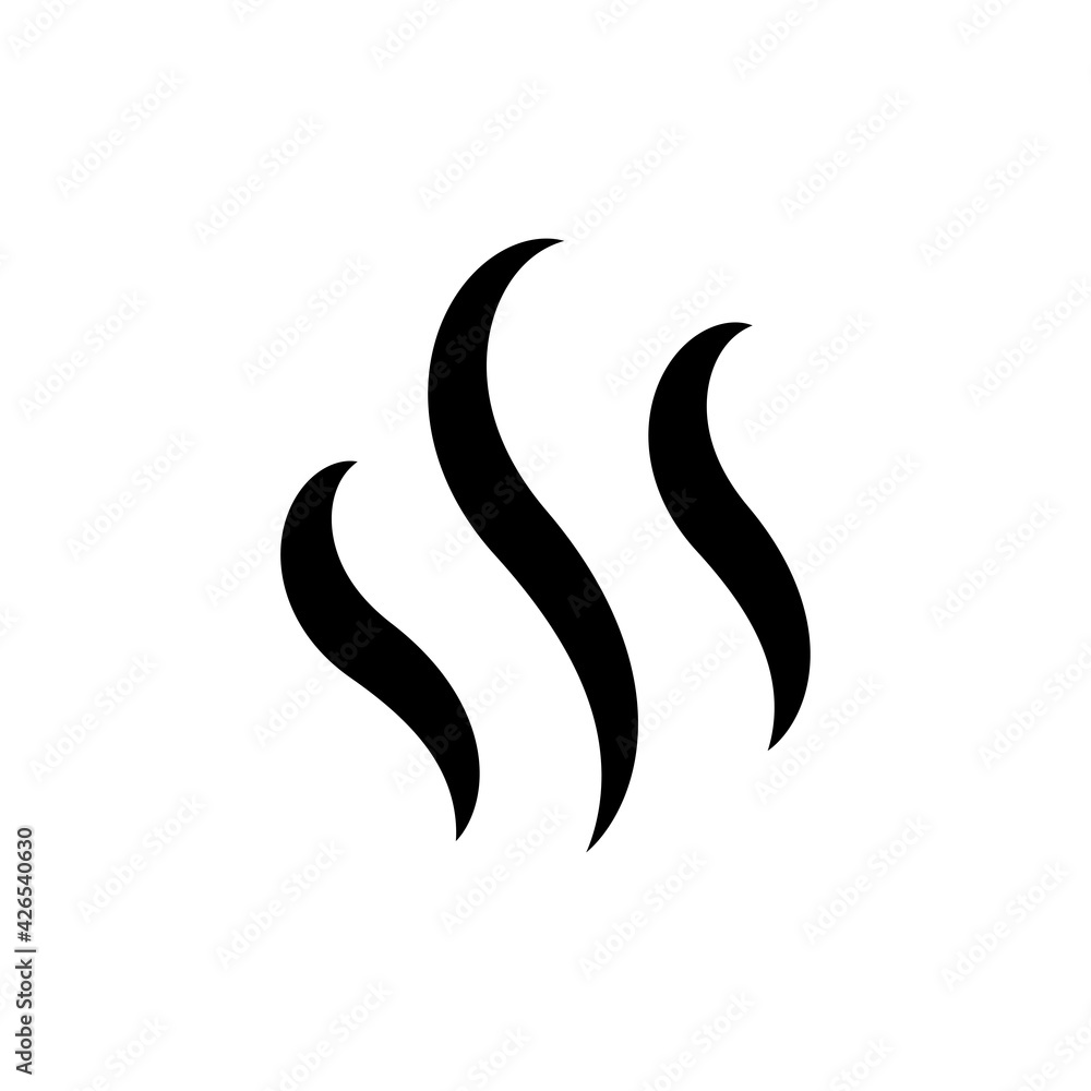 Fototapeta premium Smell icon. Cooking steam or warm aroma smell mark, steaming vapour odour symbols. moke steam silhouette icon illustration.