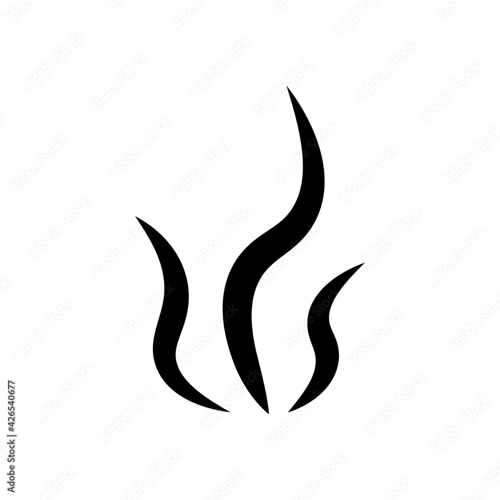 Smell icon. Cooking steam or warm aroma smell mark, steaming vapour odour symbols. moke steam silhouette icon illustration.
