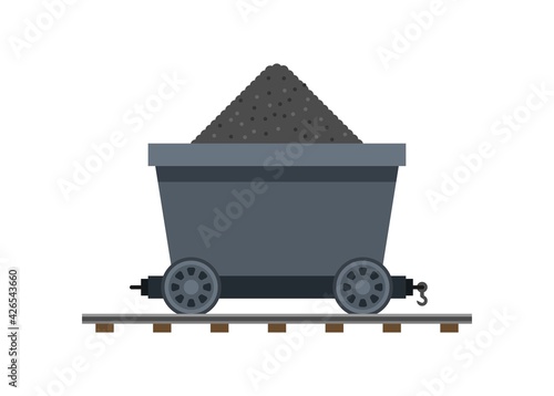 Mining cart. Simple flat illustration.