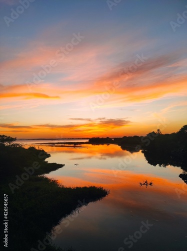 sunset over the river