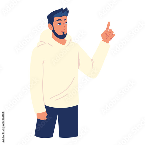 bearded man pointing