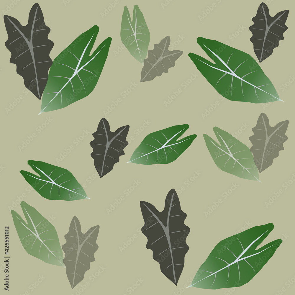 ilustration with two leaves background