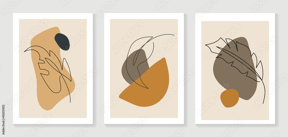 Abstract art nature background vector. Modern shape line art wallpaper. Boho foliage botanical leaves watercolor texture design for home deco, wall art, social media post and story background. Abstract art nature background vector. Modern shape line art wallpaper. Boho foliage botanical leaves watercolor texture design for home deco, wall art, social media post and story background.