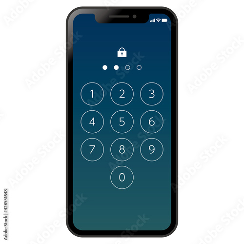 Mobile phone passcode スマホのパスコード入力画面　ロック解除